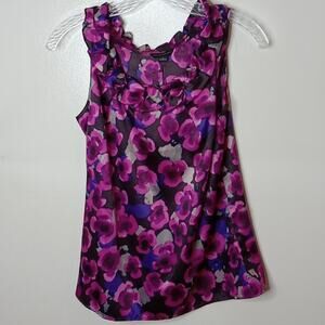 Banana Republic women's ruffled Floral Art to Wear Sleeveless XS blouse.Layering
